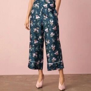 Rebecca Taylor Green Multi-colored Floral Silk Blend Pants XL